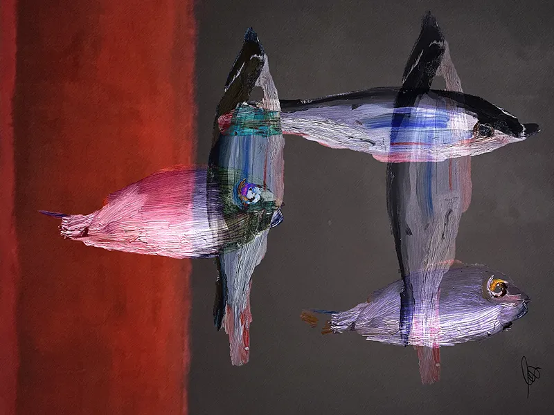 Aquafish 4 | Photo montage et impression sur toile, L 80cm x H 60cm | 10 exemplaires | Prix :  550 €