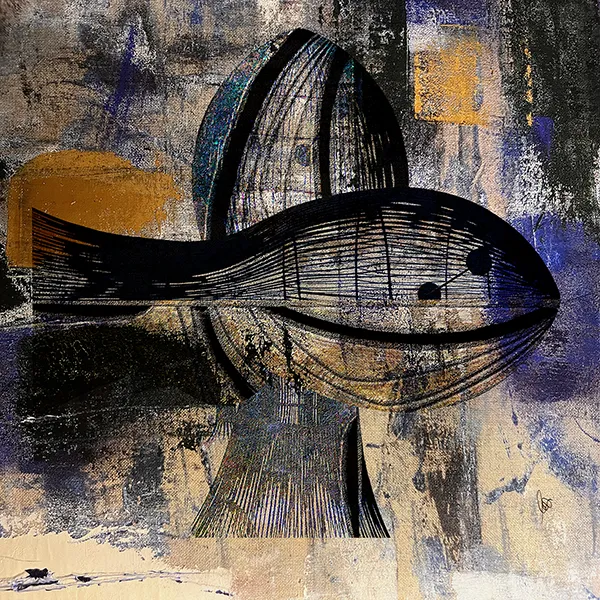 Mepoisson 2 | Huile sur lin / Photo montage et impression sur toile, L 80cm x H 80cm | 10 exemplaires | Prix :  700 €